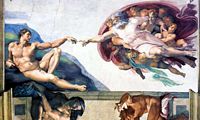 Michel-Ange-008 THE CREATION OF MAN. Sistine Chapel, Rome.